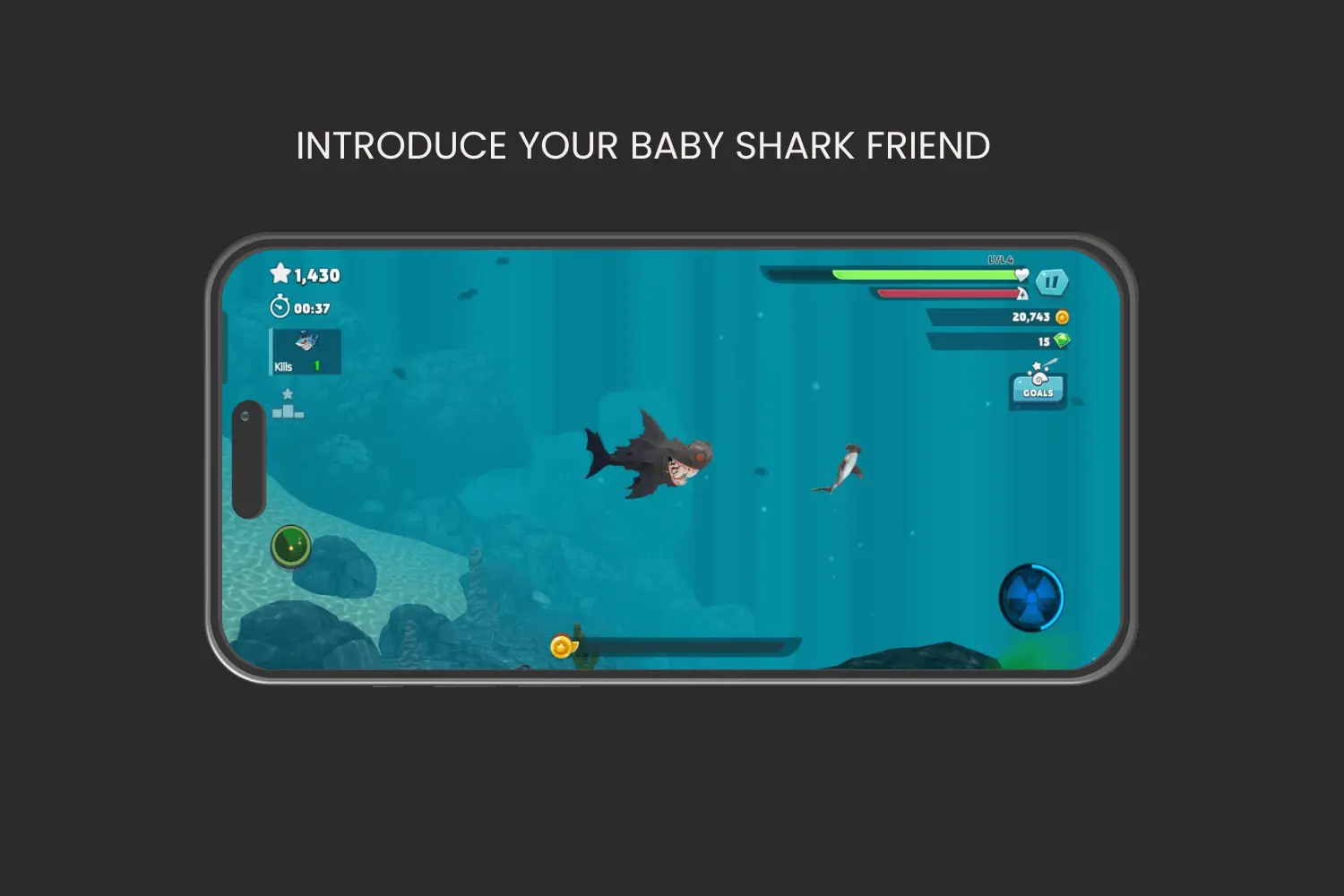 introduce your baby shark friend in hungrysharkapk