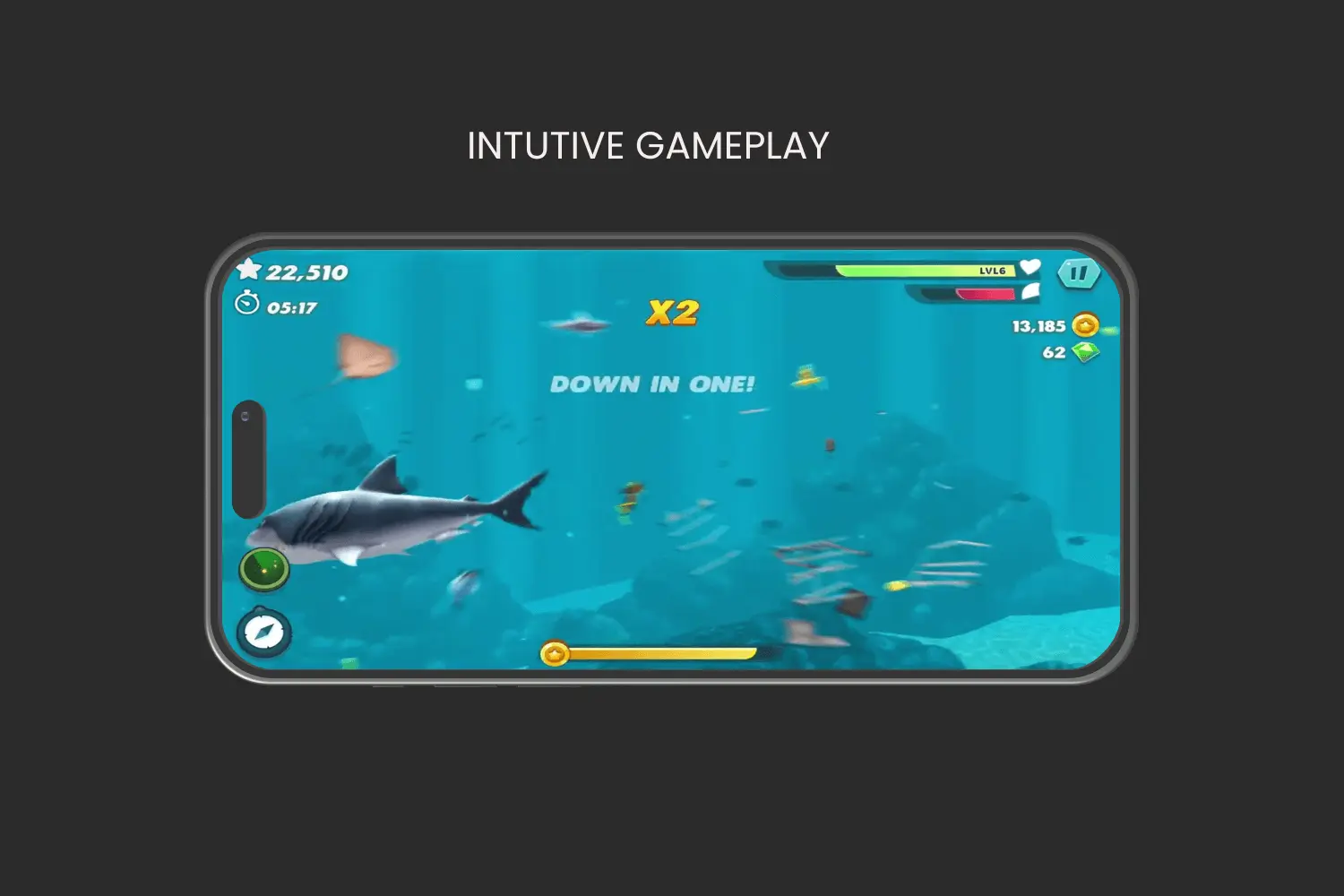 intutive gameplay in hungrysharkapk