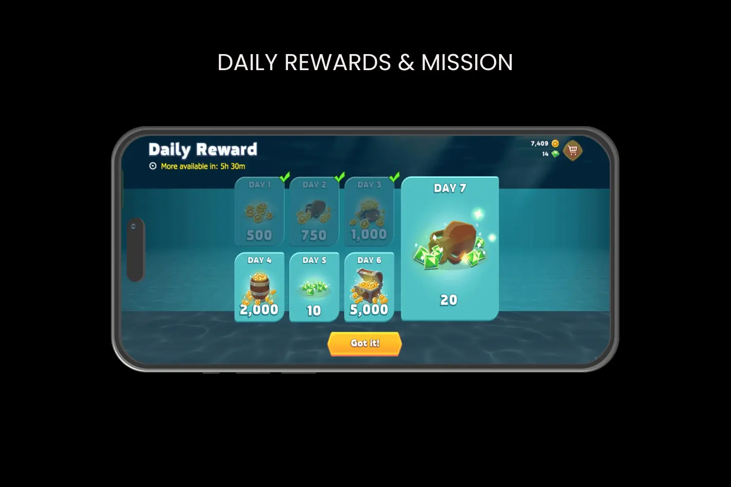daily rewards & mission in hungry sharkapk.net