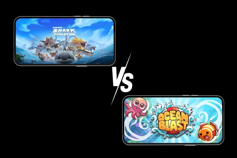 hungry shark evolution vs ocean blast