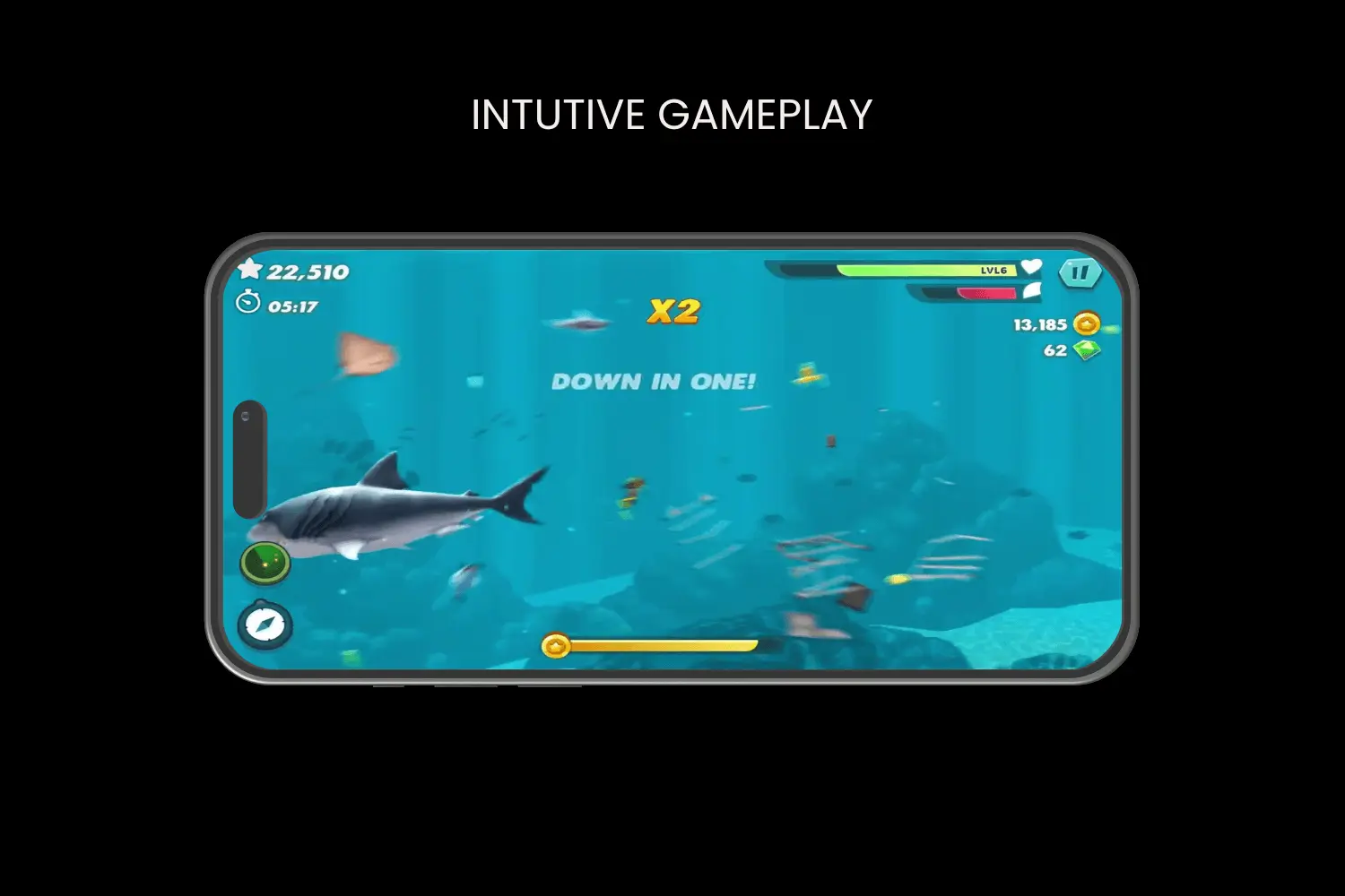 intutive gameplay in hungrysharkapk.net
