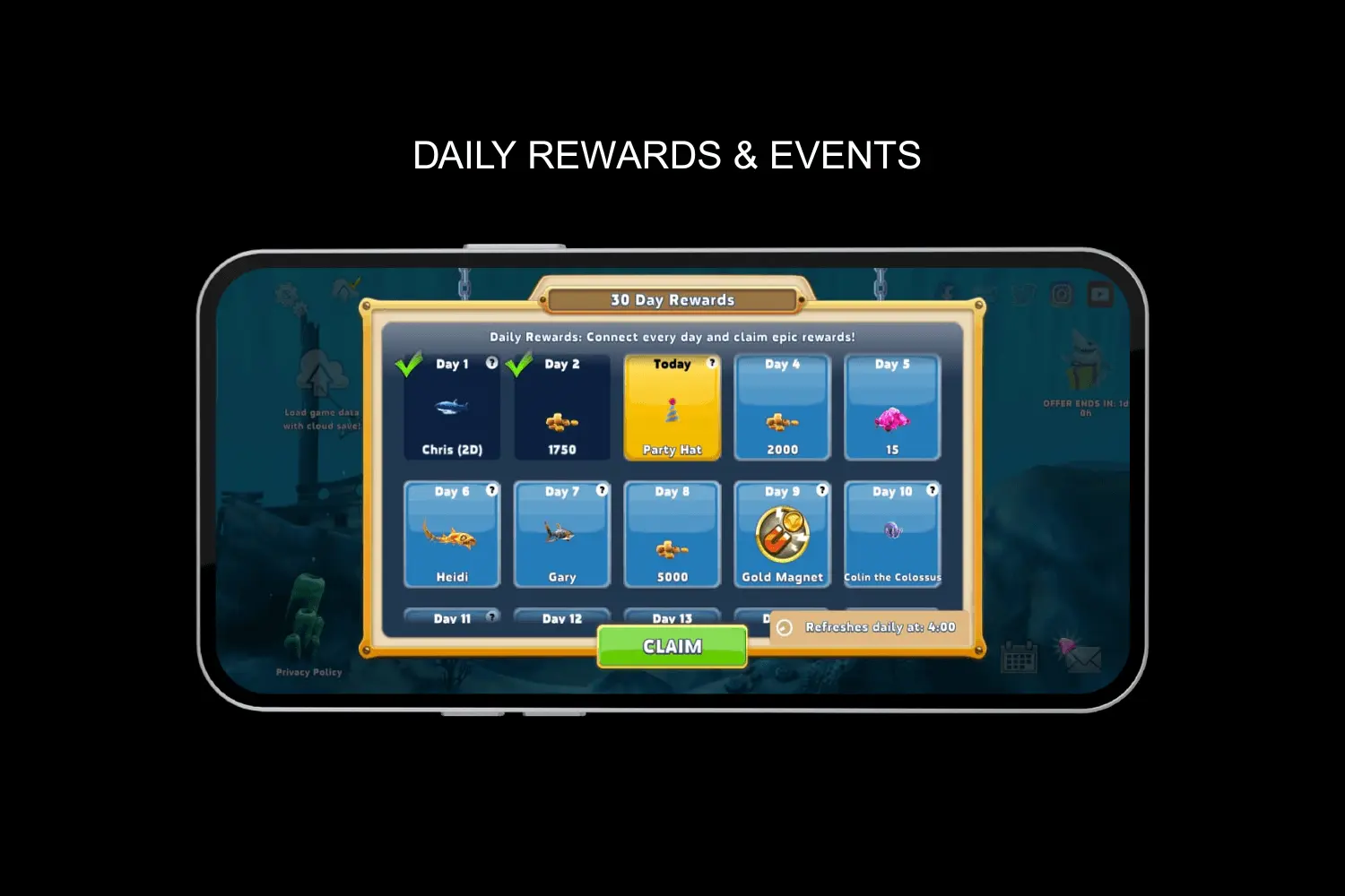 daily rewards & events