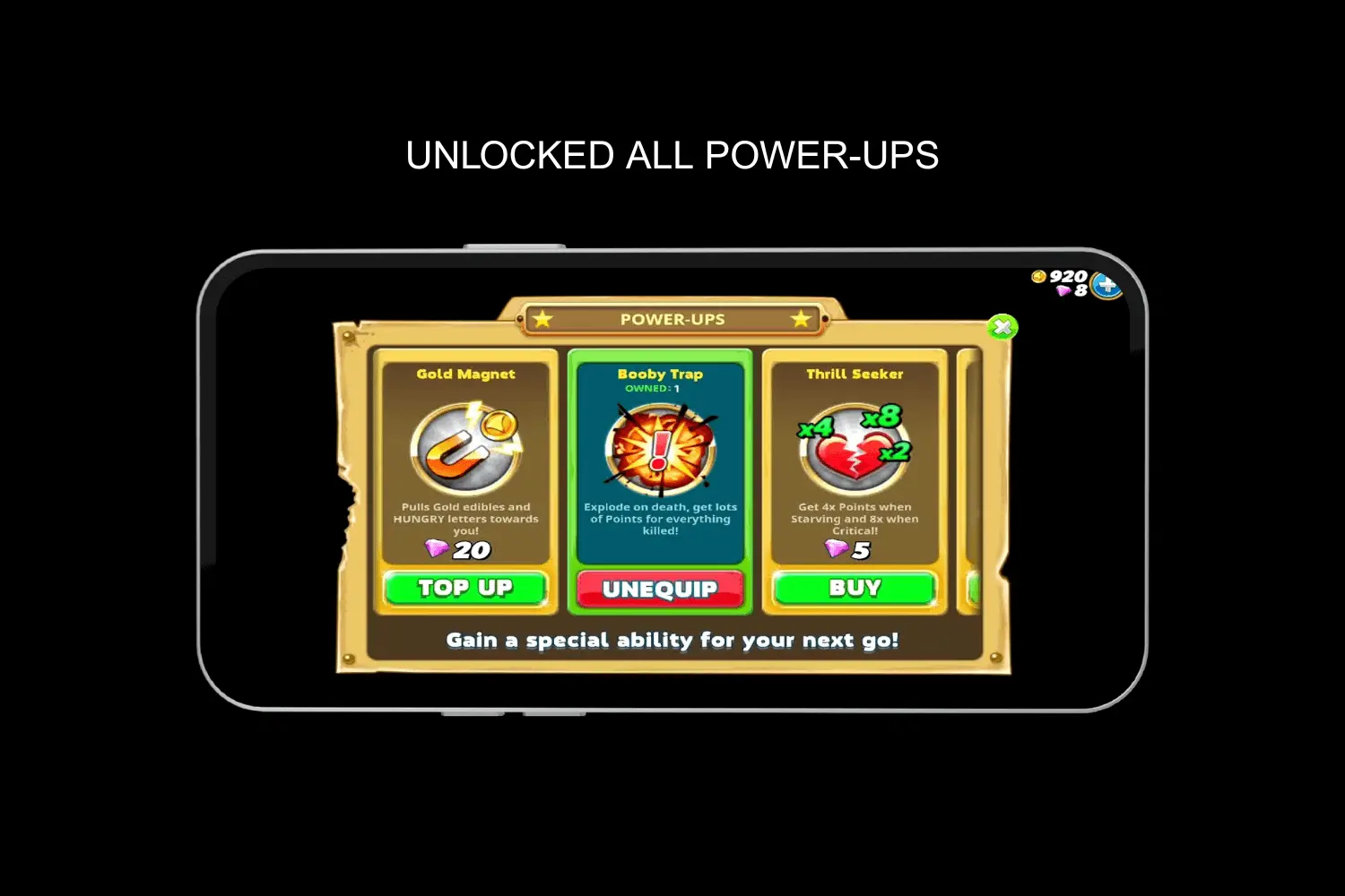 unlocked all power-ups
